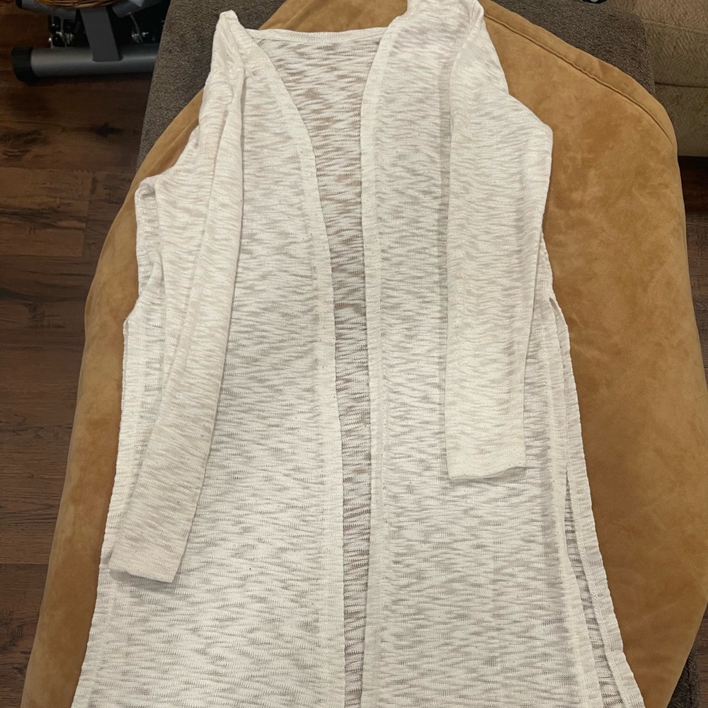 Long white Open Cardigan